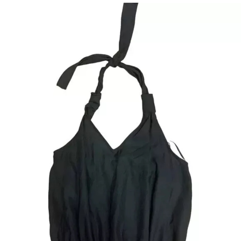 Dex Size X-Small Solid Black Halter Pants Jumpsuit sleeveless v-neck poc… - Picture 5 of 7